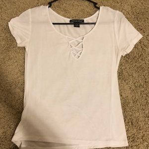 American Dream white crisscross shirt